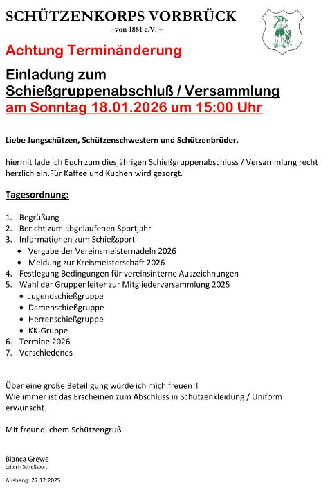 Schiessgruppenversammlung